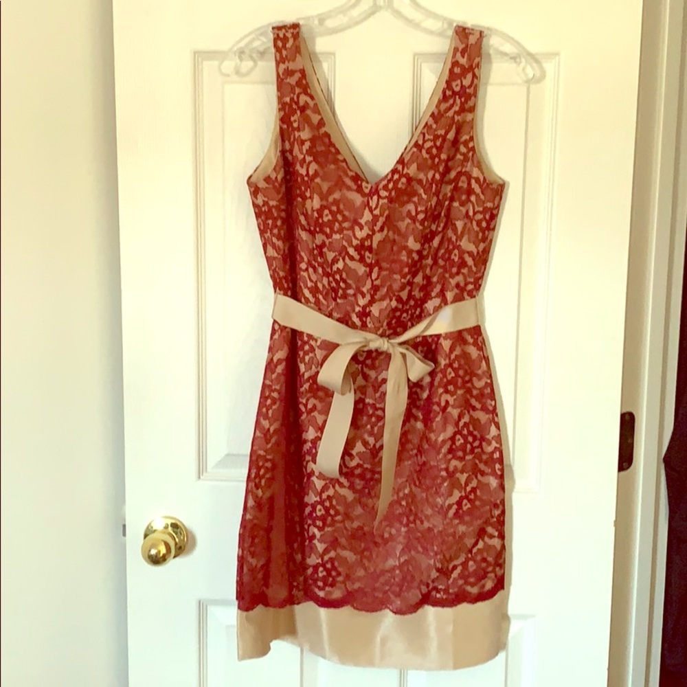 The Limited red lace with gold underlay dress